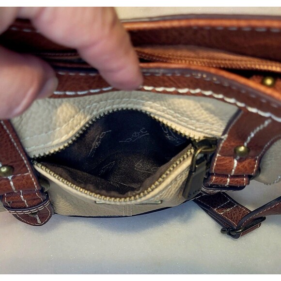 B.O.C. Crocket Power Tulip Brown Cream Tan Vegan Leather Crossbody Purse Handbag - Picture 12 of 16